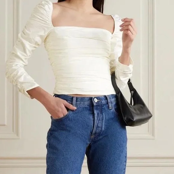 Reformation Joi Ruched Long Sleeve Top NWT - Picture 1 of 7